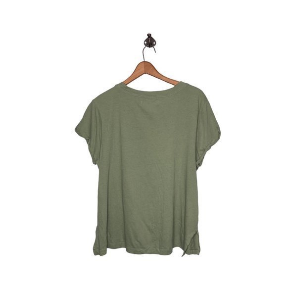 Calvin‎ Klein Jeans Large L Green 100% Cotton Knit Front Pocket Logo T-Shirt Tee - Picture 2 of 4